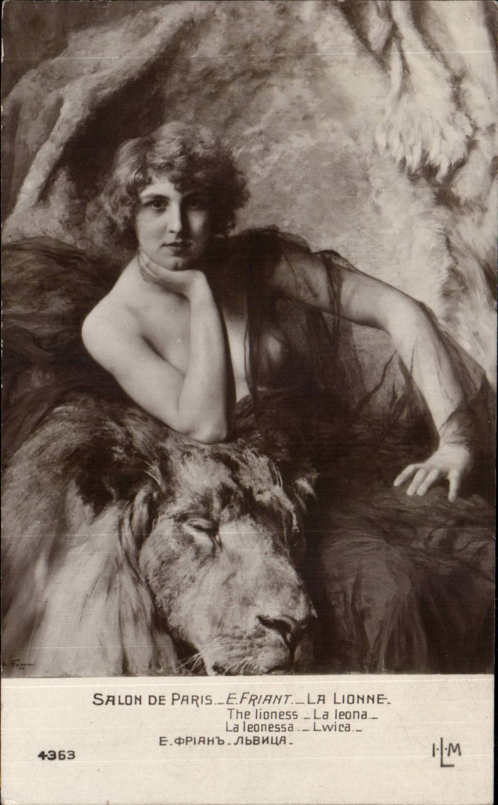 CPA Fantaisie Salon de Paris Friant La lionne Lion 