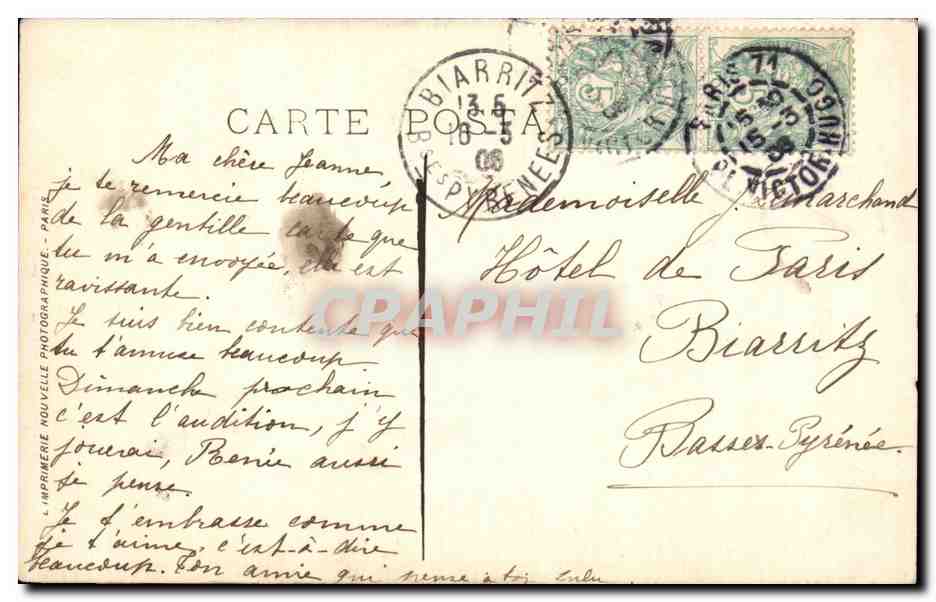 CPA Fantaisie Salon 1904 Chanut L'aveugle  — Verso