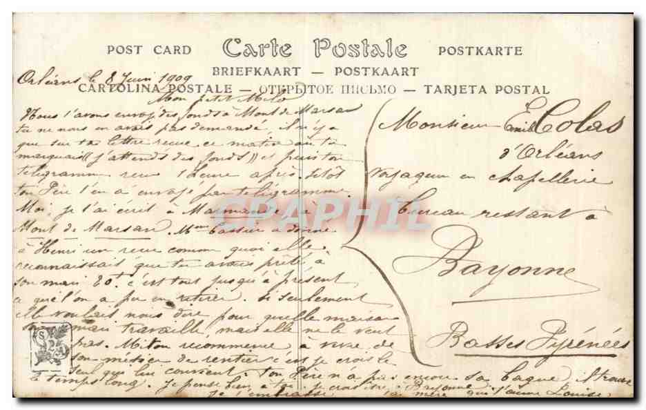 CPA Fantaisie Salon 1909 Lisant Rabelais  — Verso