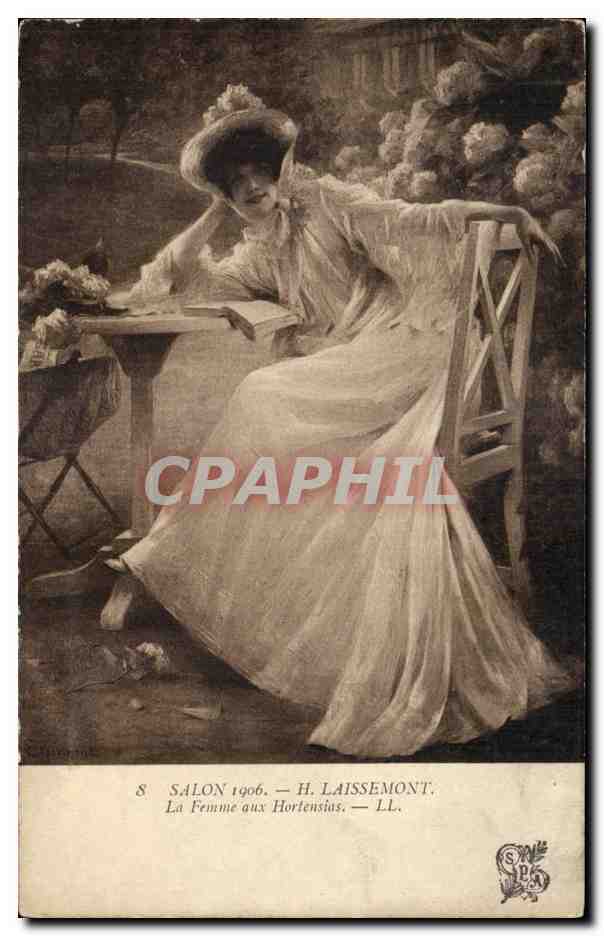 CPA Fantaisie Salon 1906 Laissemont La femme aux Hortensias