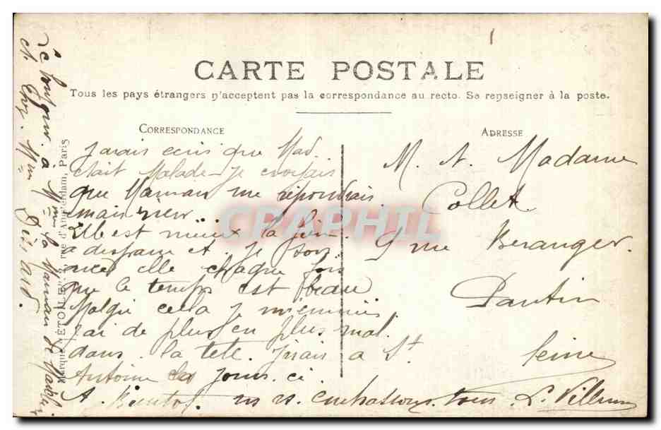 CPA Fantaisie Salon 1909 Edmond Lapeyre Matinee Rue Lepic  — Verso