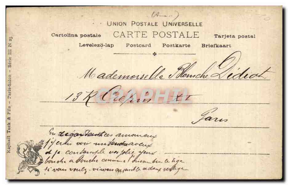 CPA Fantaisie Salon Etcheverry Vertige — Rückseite