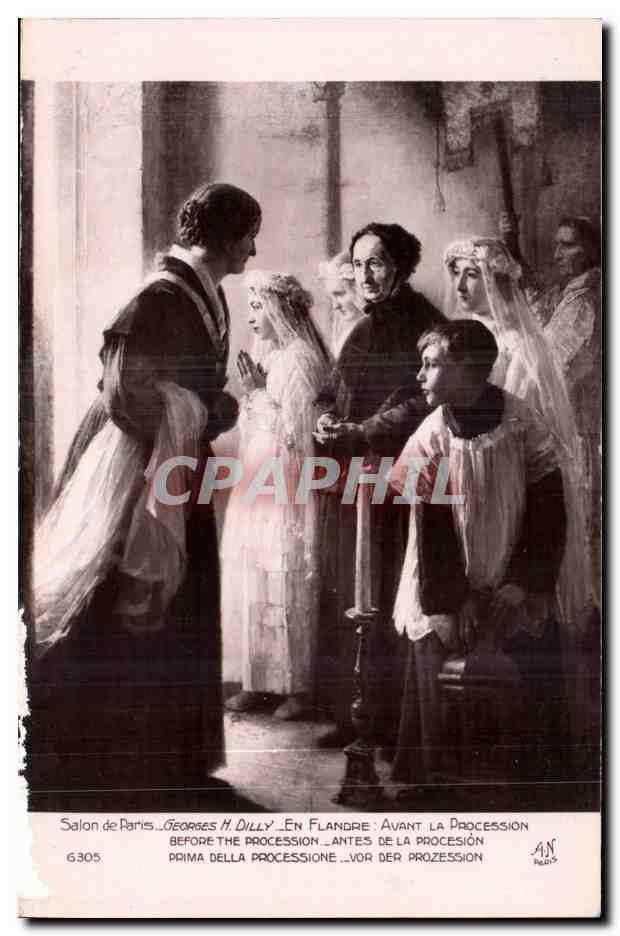 CPA Fantaisie Salon de Paris Dilly En Flandre Avant la procession
