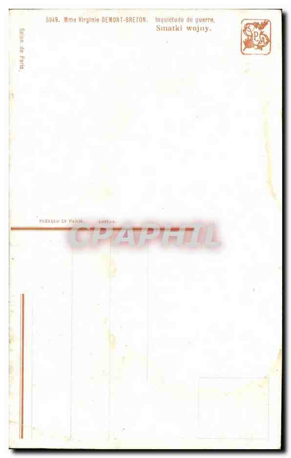 CPA Fantaisie Virginie Demont Breton Inquietude de guerre — Verso