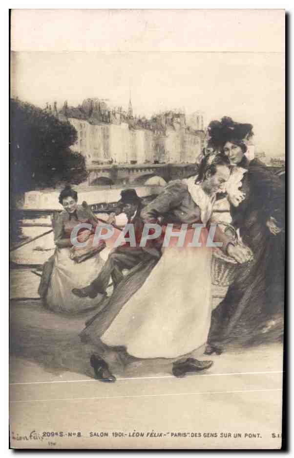 CPA Fantaisie Salon 1901 Leon Felix Paris des gens sur un pont 