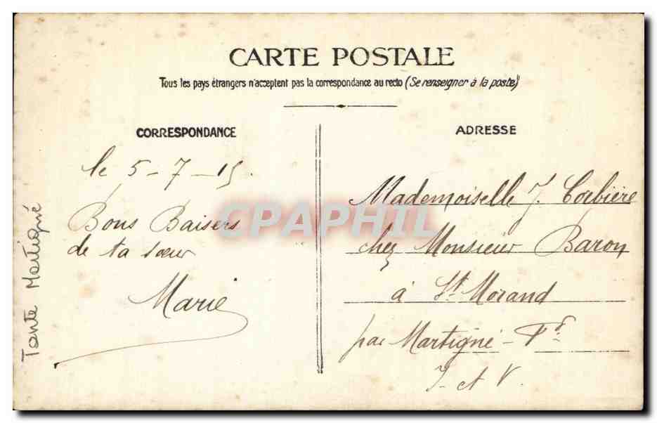 CARTE PHOTO Femme  — Rückseite