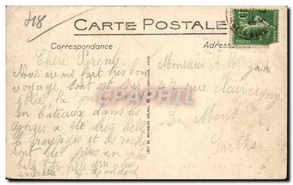 Gorges du Tarn — Les Détroits — CPAPHIL — Verso