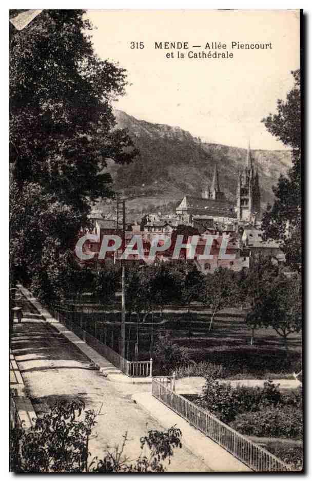 Mende — Allée Piencourt et la Cathédrale — Craphil, n°315