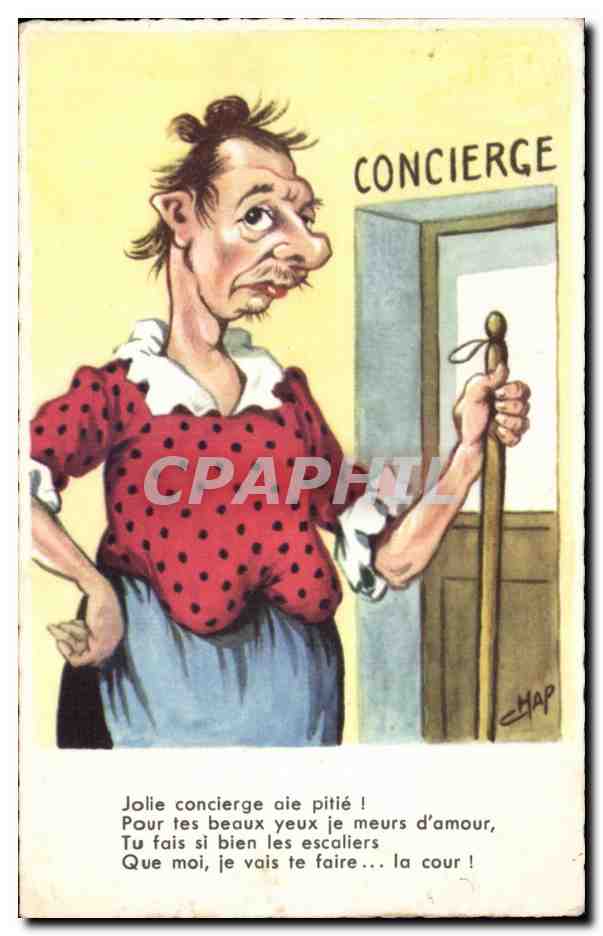 Concierge — caricature humoristique — éditeur G. Picard, n°1018