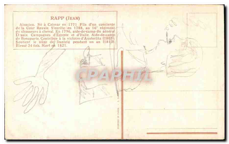 Militaria - Jean Rapp - Alsacien Ne a Colmar 1771 - CPA  — Rückseite