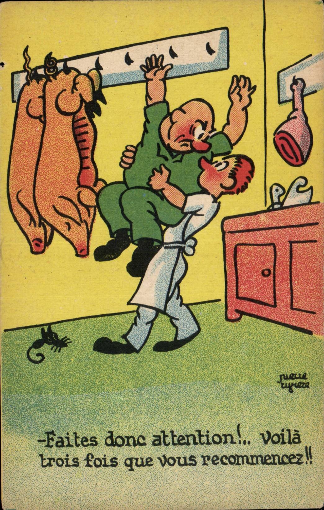 Chasseur de boucher — caricature humoristique — Pierre Tuyrea, n°516