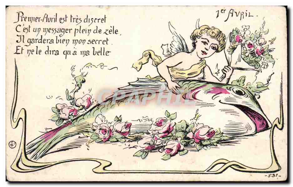 Fetes - Poisson d'Avril - April Fool's Day - ange - angel - CPA 