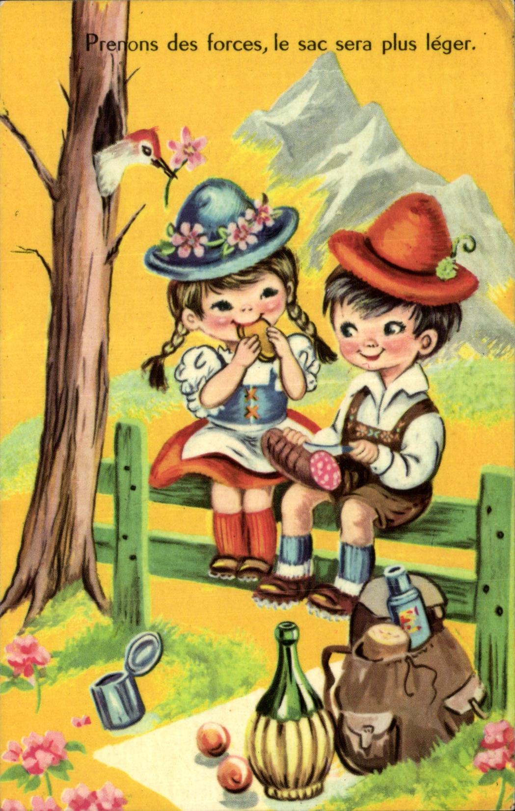 Fantaisie - Illustration - Enfants - Prenons des Forces - CPA 