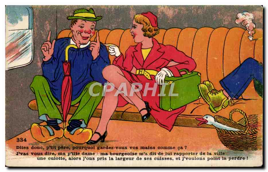 Humour - Illustration - Pourquoi gardez vous vos mains comme ca - CPA 