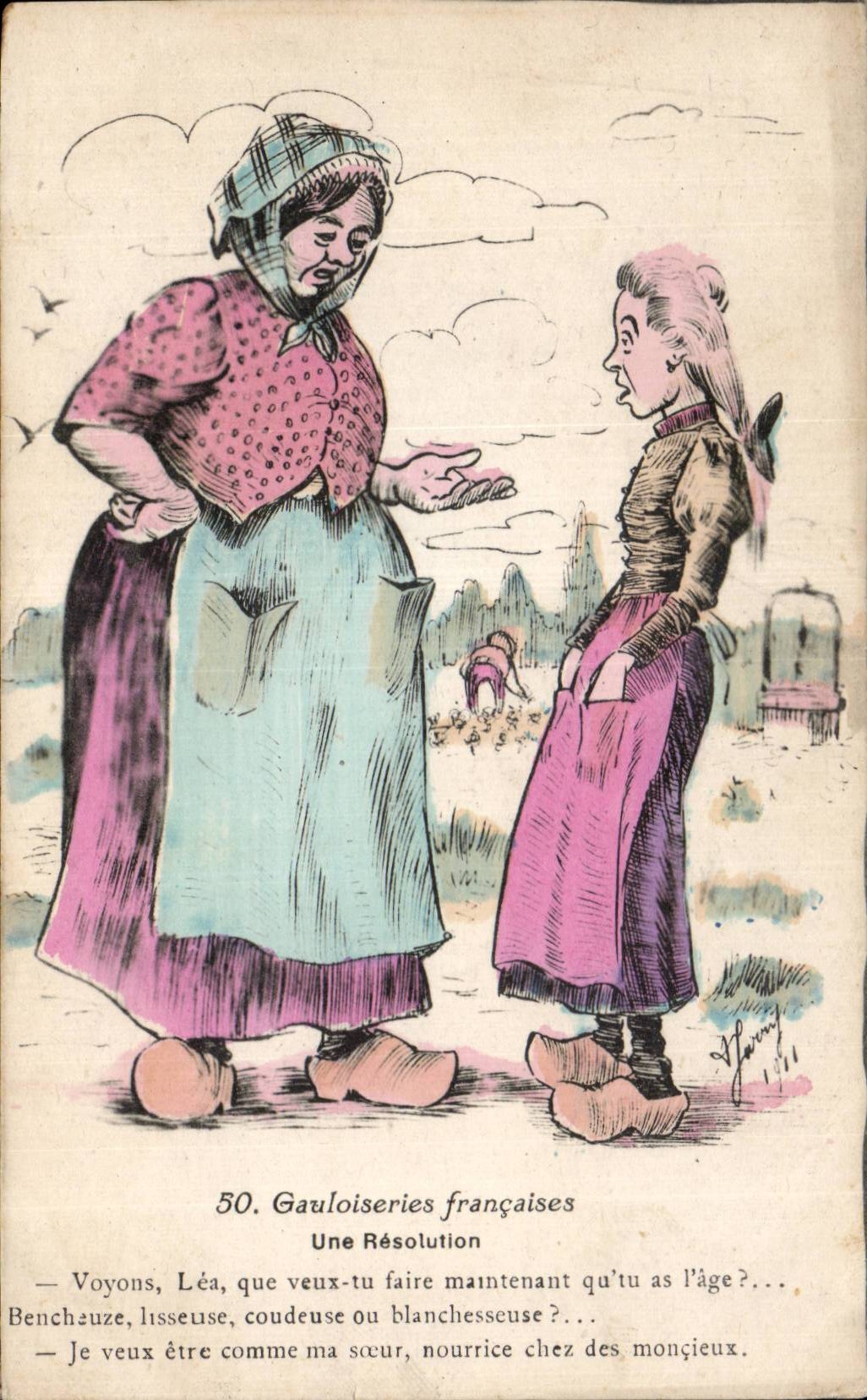 Deux femmes en conversation — Une Résolution — Gauleoiserie française n°50