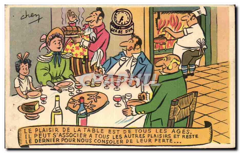 Humour - Illustration - Le Plaisir de la Table - Restaurant - CPA 