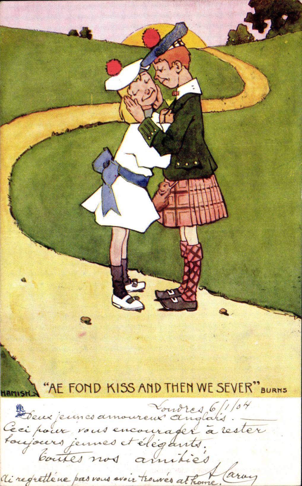 Deux jeunes amoureux — scène d'amour écossaise — Hamish, n° de série non visible