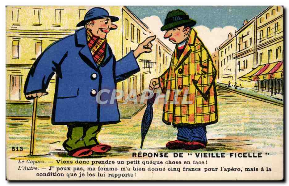 Humour - Illustration - Reponse de Vieille Ficelle - CPA 