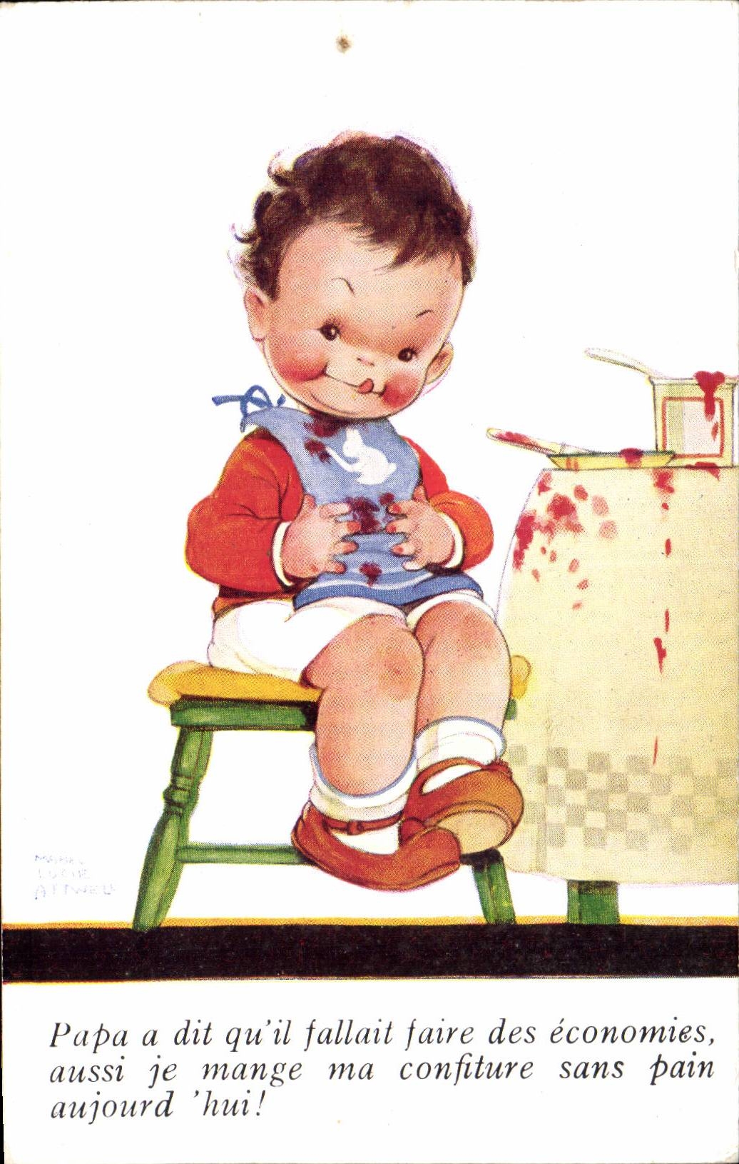 Fantaisie - Enfant - Je mange ma confiture sans pain - CPA 