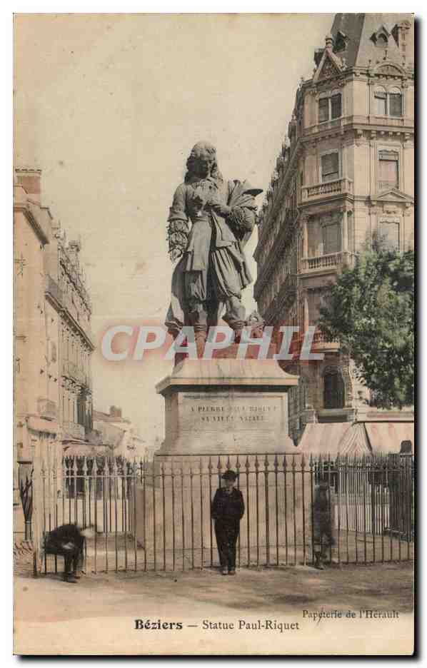 Beziers - Statue Paul Riquet - CPA 