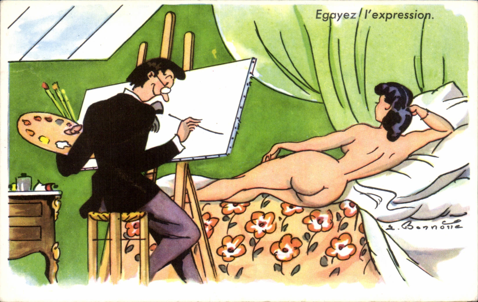 Humour - Illustration - artiste - painting - Egayez l'Expression - CPA 