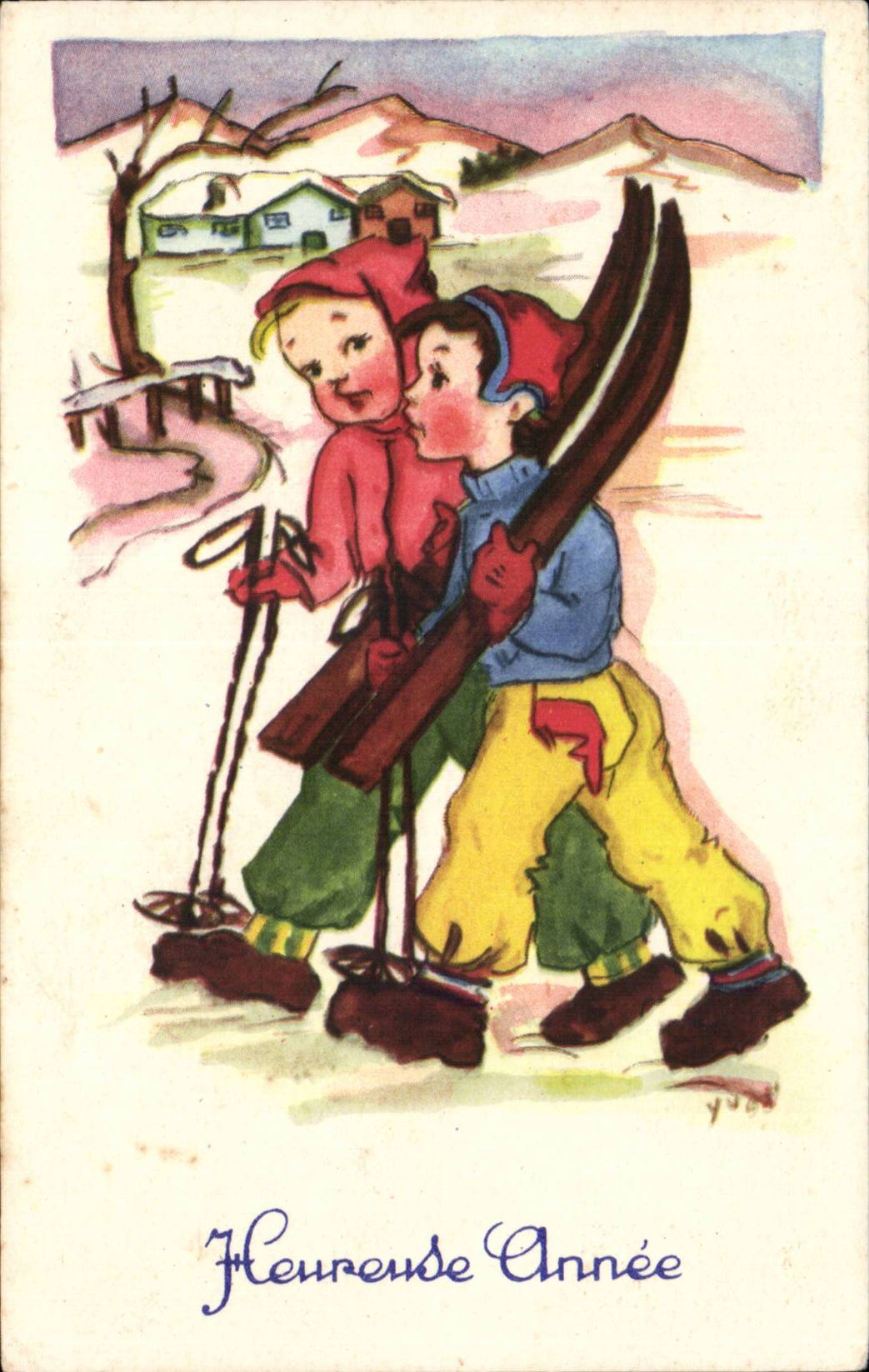 Fantaisie - Enfants - Sports d'Hiver - ski - CPA 