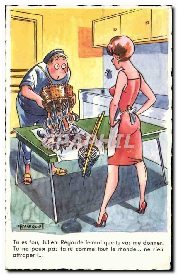 Humour - Illustration - La Peche - Fishing - CPA Marquo