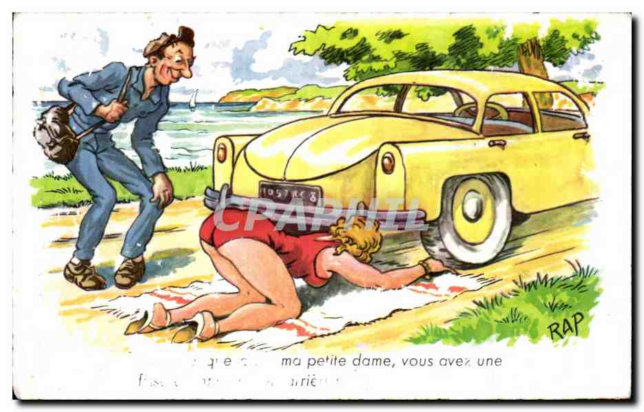 Humour - Illustration - Ma Petite Dame - automobile - CPA 
