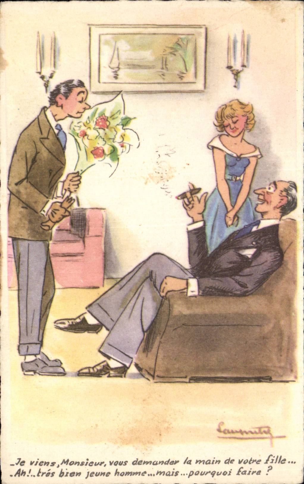 Humour - Illustration - Mariage - engagement - CPA 