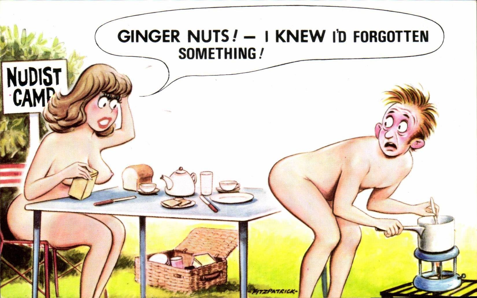 Humour - Illustration - Nudist Camp - CPA 