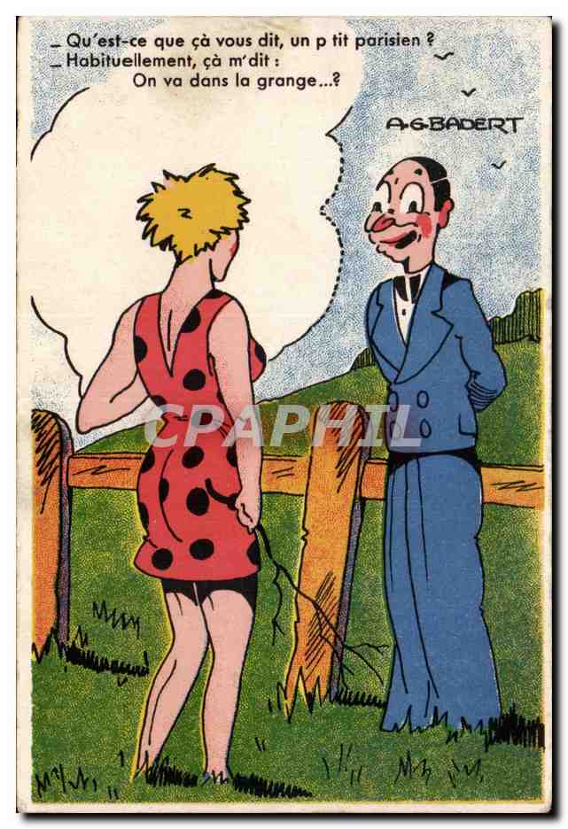 Humour - Illustration - On va dans la grange - CPA 
