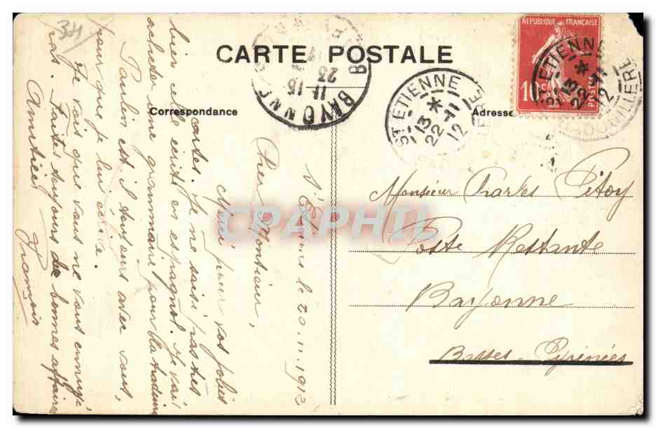 CPA Environs de Lamalou les Bains Pont de Tarrassac — Rückseite