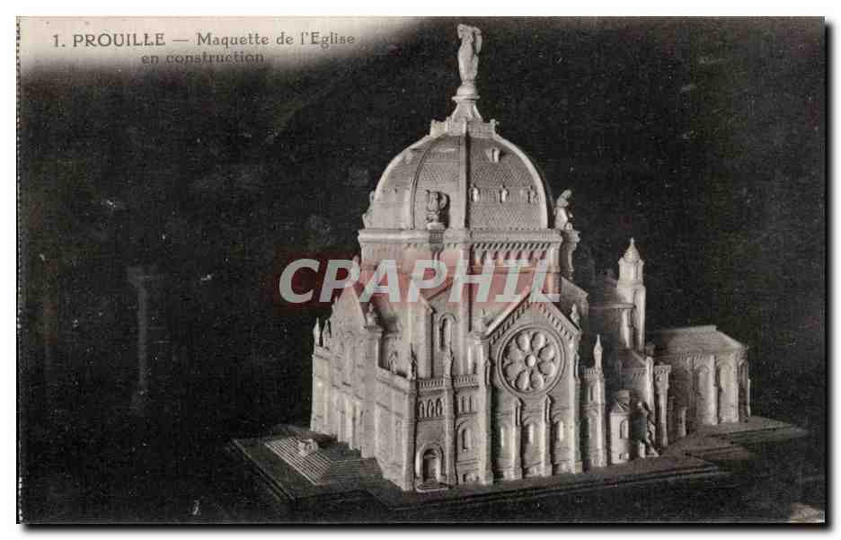 CPA Prouille Maquette de l'eglise en construction