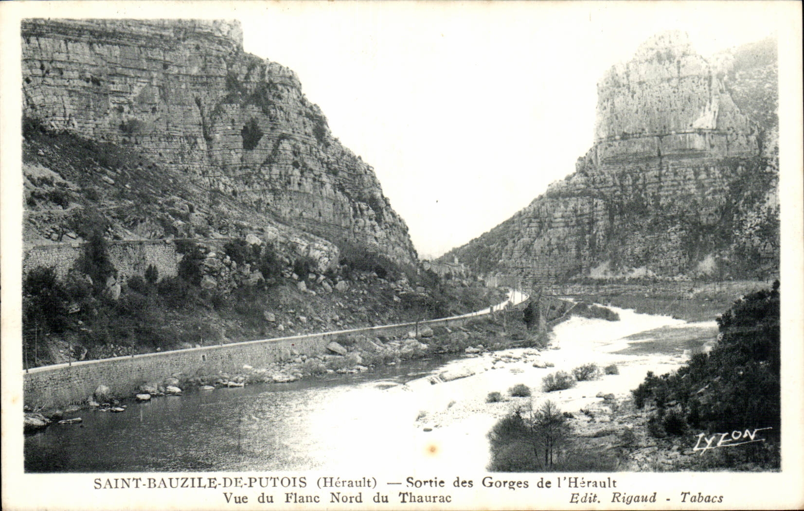 Saint-Bauzile-de-Putois (Hérault) — Sortie des Gorges de l'Hérault — Vue du Flanc Nord du Thaurac — Edit. Rigaud - Tabacs