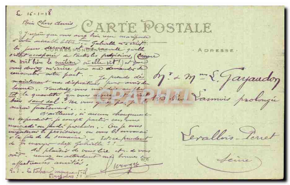 Scène de campagne avec trois personnages — éditeur inconnu, n° 44 — Verso