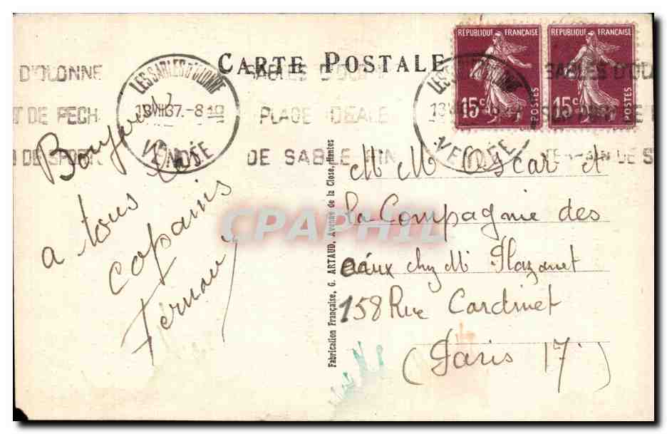 Salle de bains d'hôtel — scène humoristique — G. Artaud, n°32 — Verso