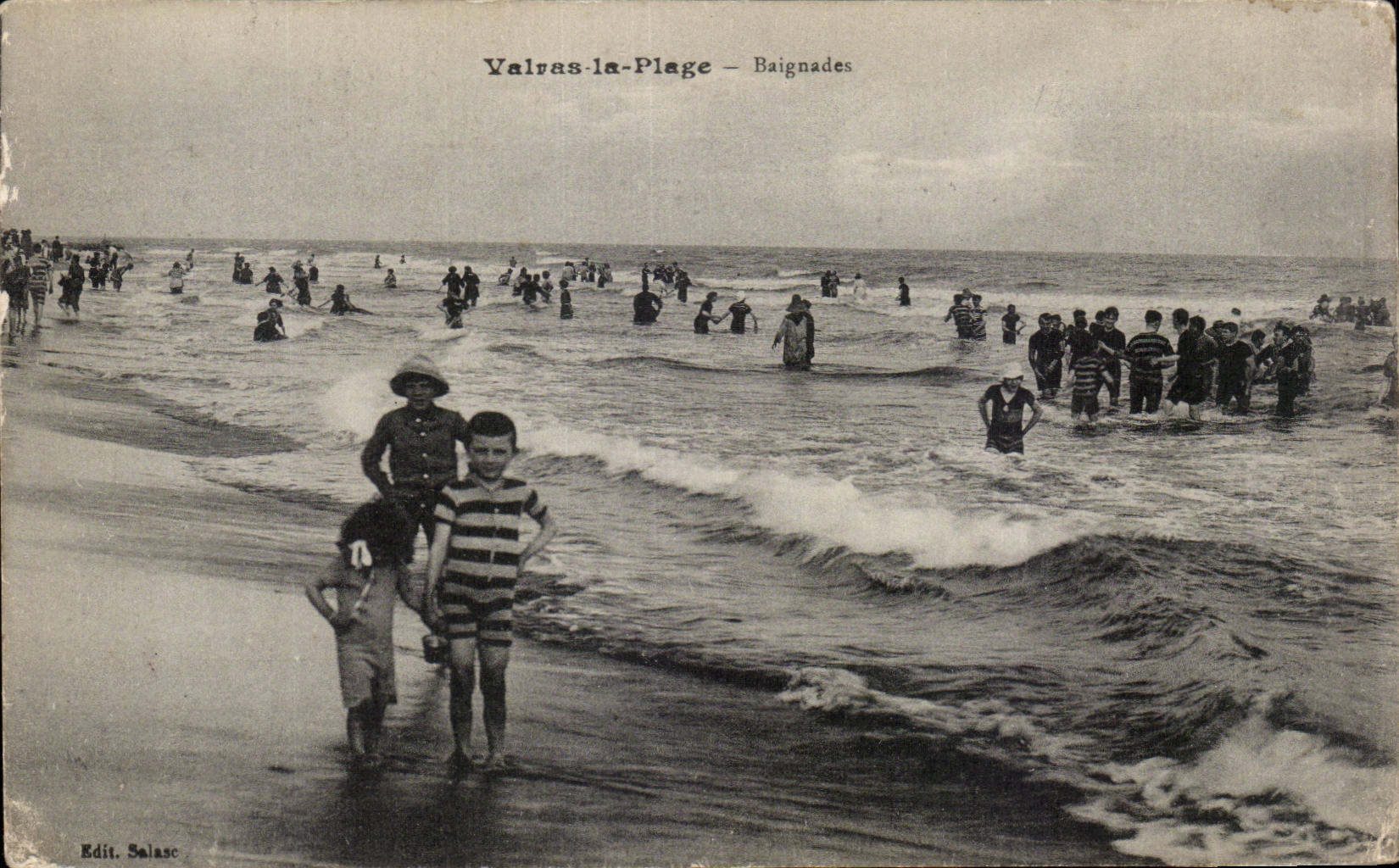Valras la Plage - Baignades - heure du bain - CPA 