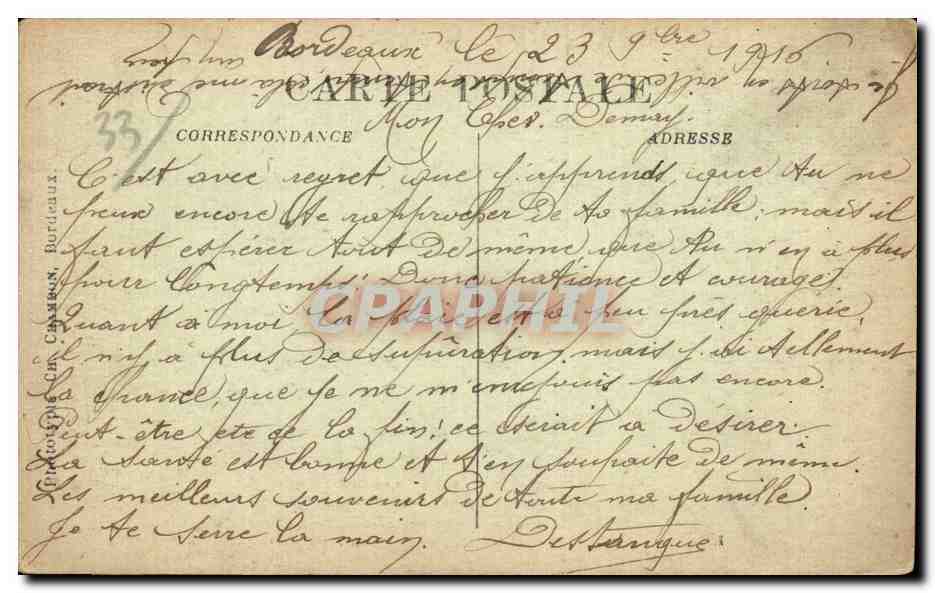 Bordeaux - Cours du XXX Juillet - CPA  — Verso