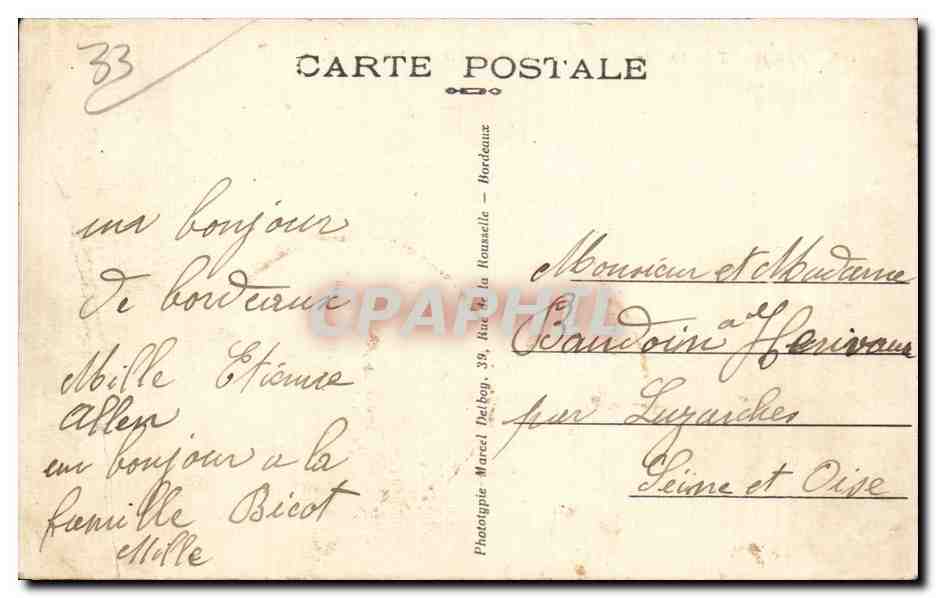 Bordeaux - Le Bassin de la Terrasse du Jardin Public - CPA  — Verso