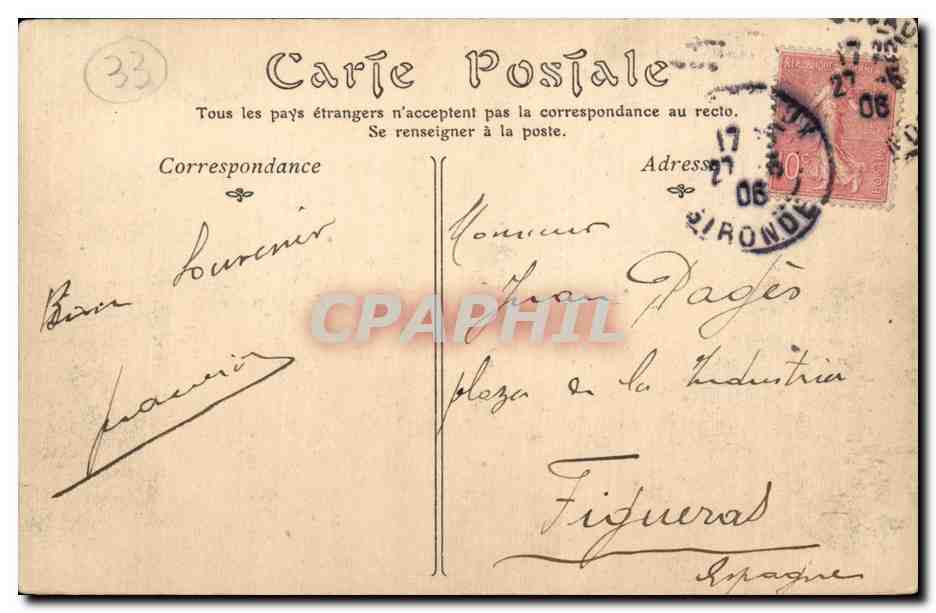 Bordeaux - Les Allees de Tourny et le Theatre - CPA  — Rückseite