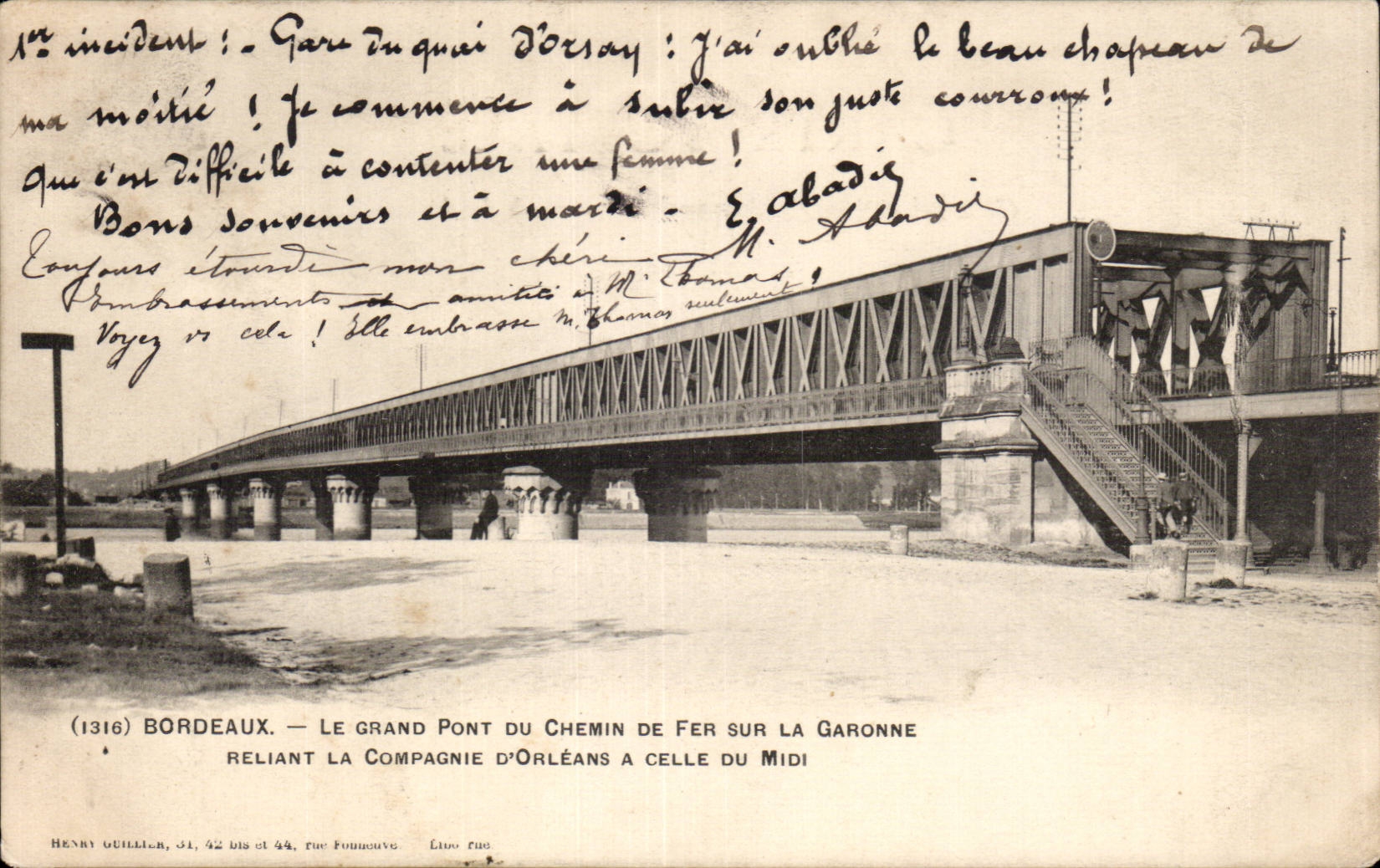 Bordeaux - Le Grand Pont de Chemin de Fer sur la Garonne - CPA 