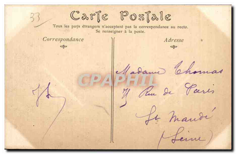 Bordeaux - Le Grand Theatre - CPA  — Verso