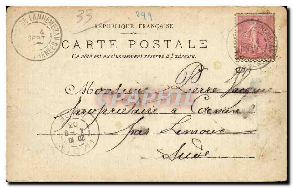 Bordeaux - Place Richelieu - Statue Carnot - CPA  — Verso