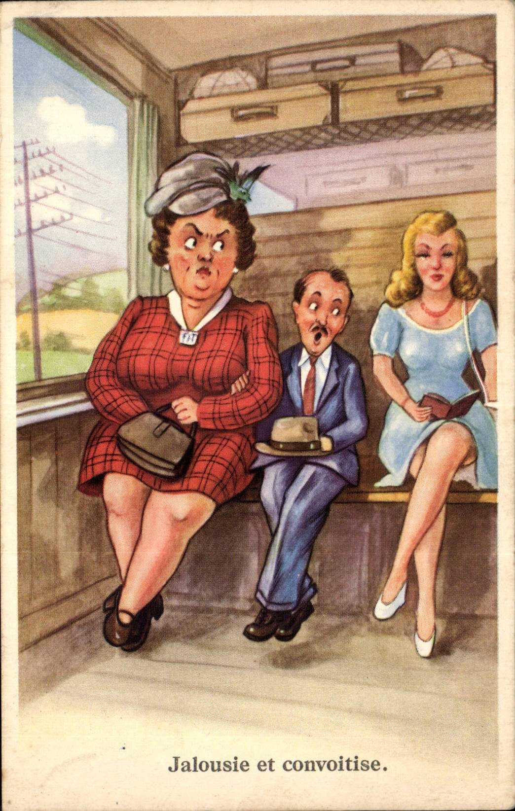 Jalousie et convoitise — illustration humoristique — éditeur non visible