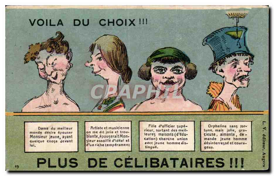 CPA Fantaisie Voila du choix Plus de celibataires Illustrateur