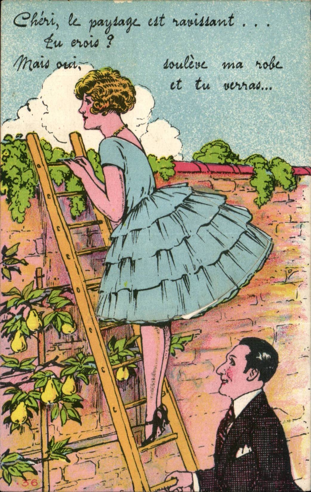 CPA Fantaisie Femme Cheri le paysage est ravissant
