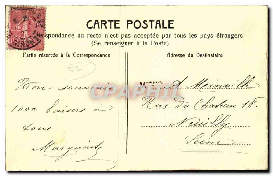 Bordeaux - Souvenir - CPA  — Verso