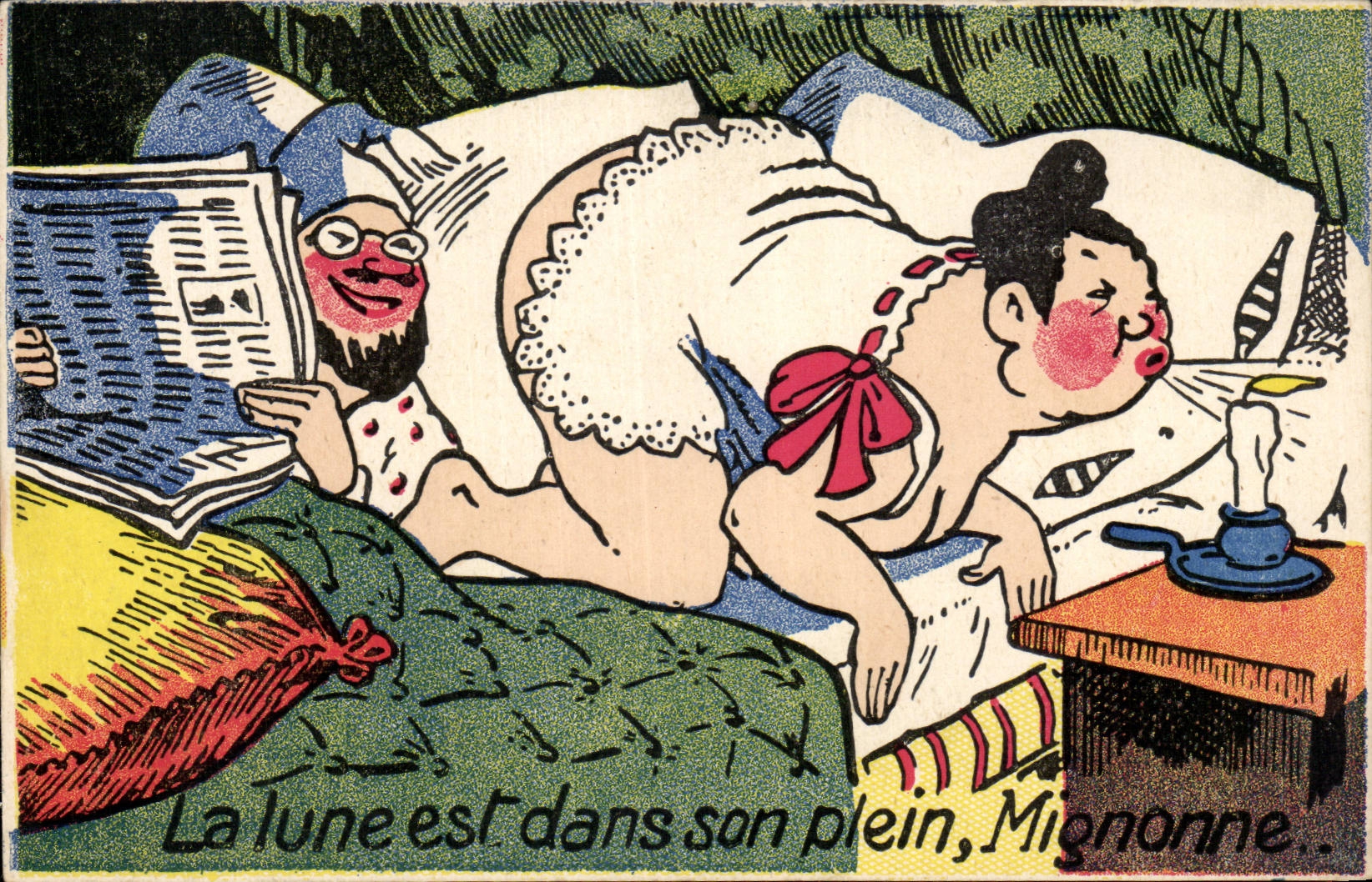La lune est dans son plein, Mignonne — dessin humoristique — éditeur GH Déposé