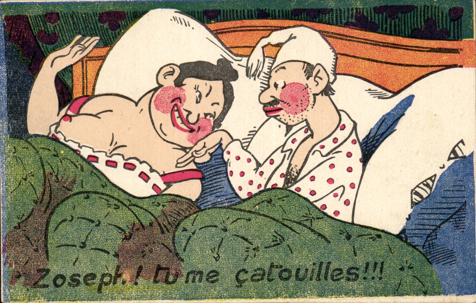 Deux hommes dans un lit — scène humoristique — éditeur GH Paris