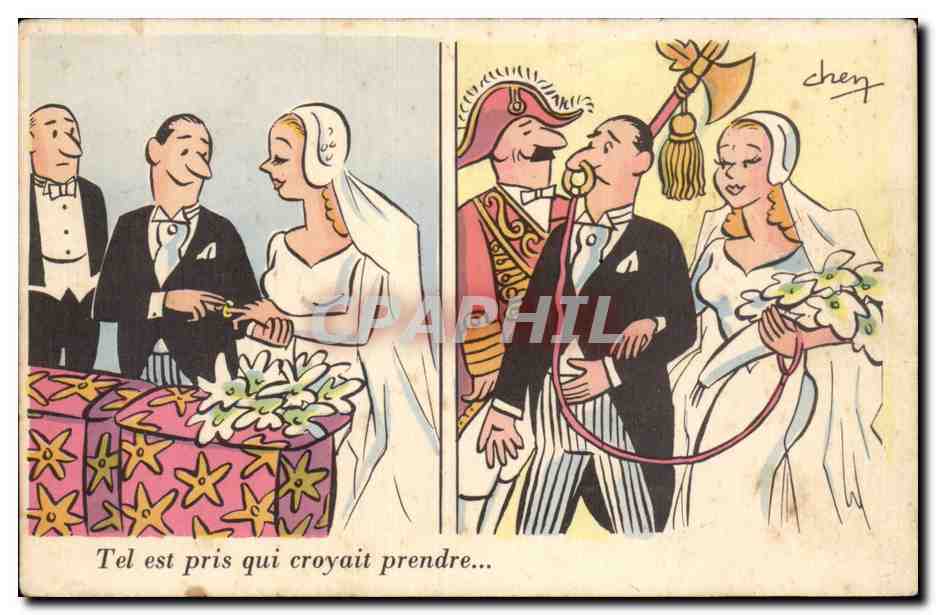 Mariage humoristique — caricature de Chey — série 'Chen'